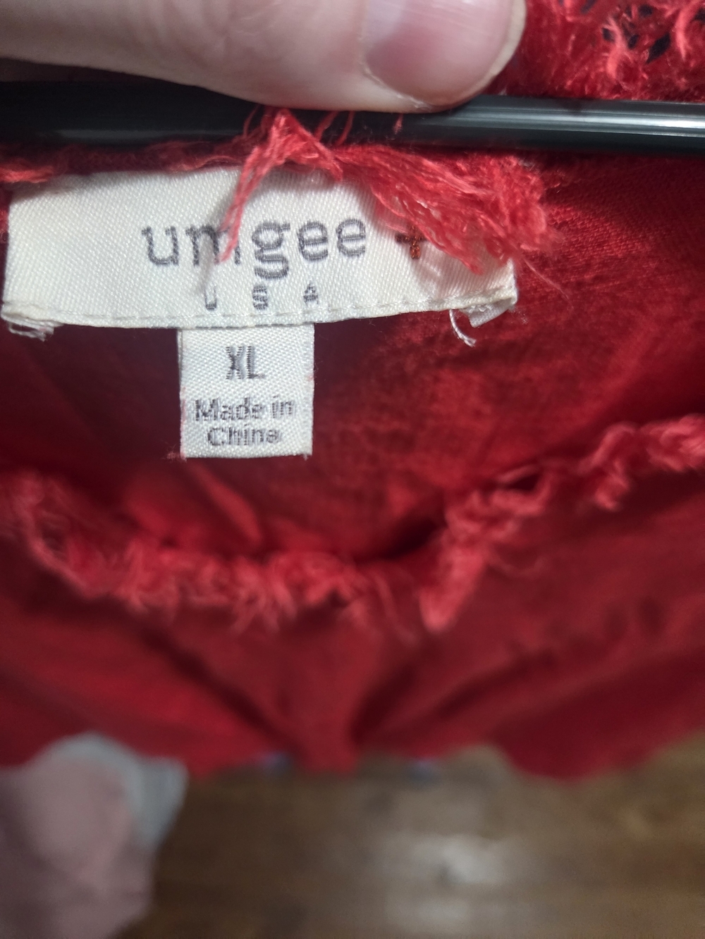 Umgee Red Frayed V-Neck Tie-Front Crop Top Size XL - Picture 3 of 4